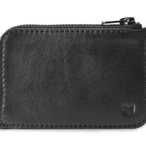 Porte-cartes à glissière en cuir - Noir