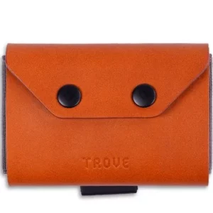 Porte-monnaie en cuir minimaliste et élastique - Tan